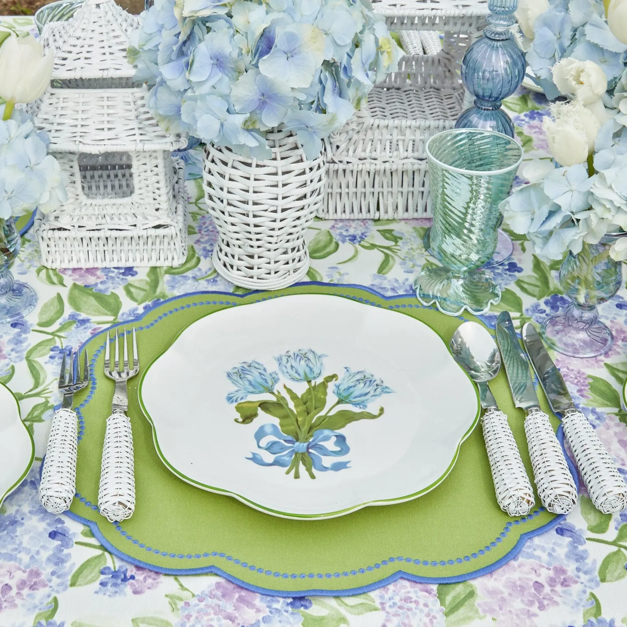 Blue Tulip Dinner Plates (Set Of 4)|Mrs. Alice Discount