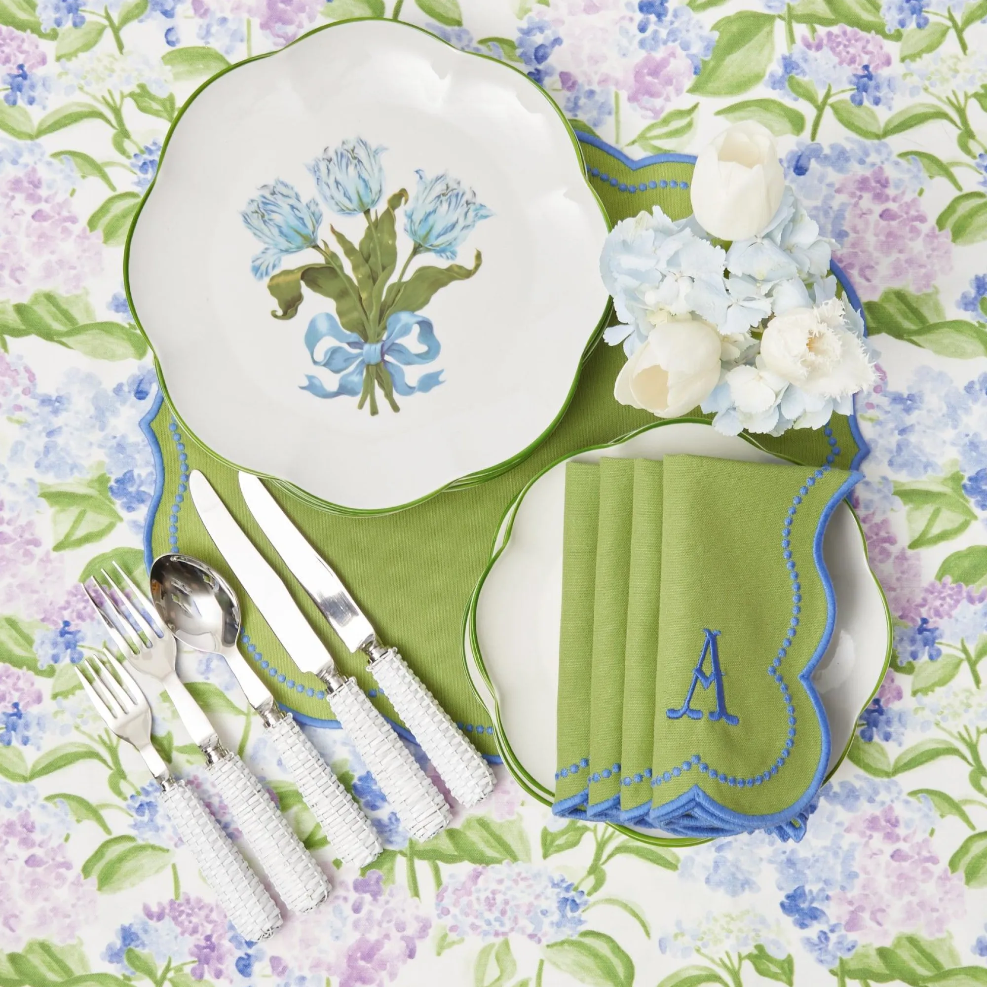 Blue Tulip Dinner Plates (Set Of 4)|Mrs. Alice Discount