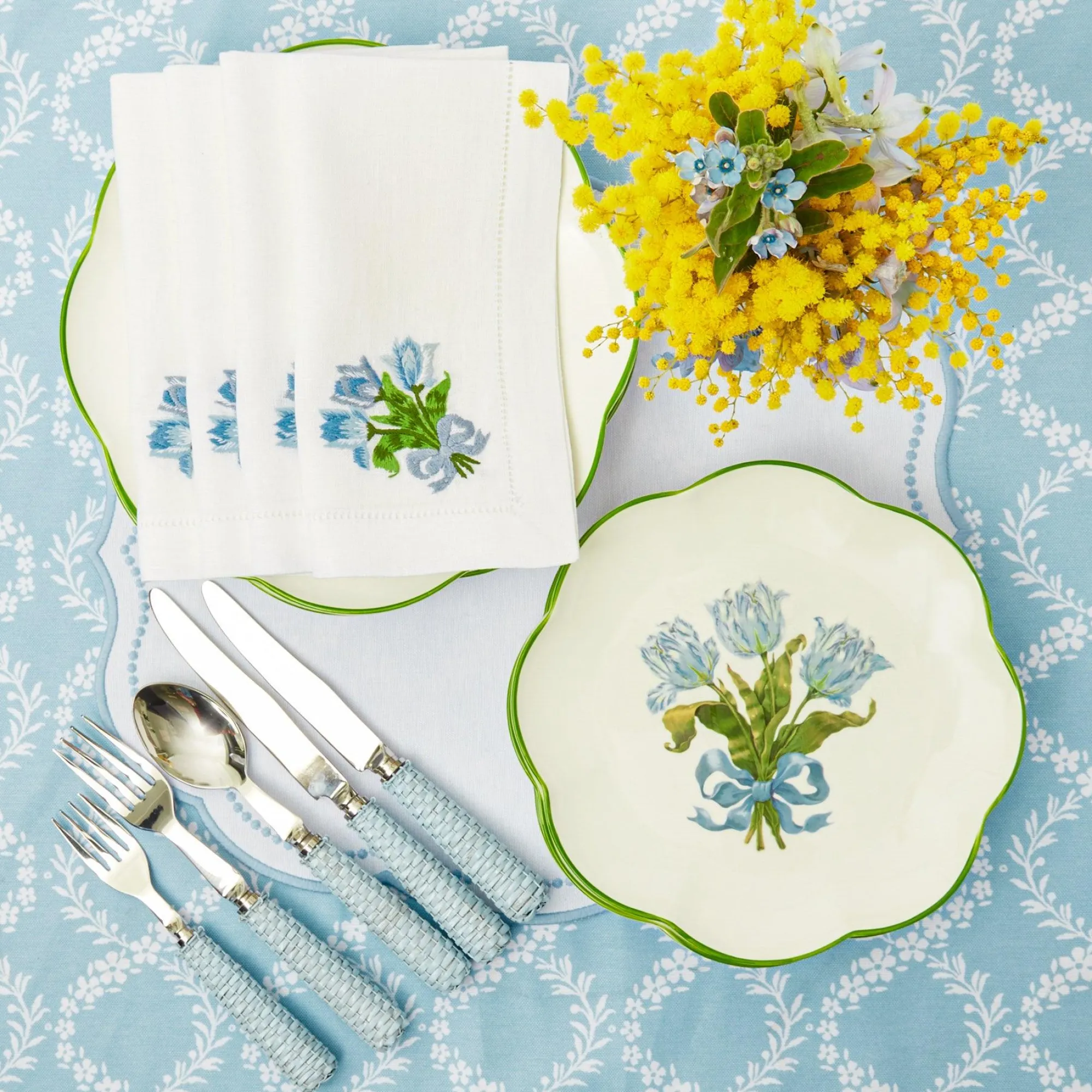 Blue Tulip Starter Plates (Set Of 4)|Mrs. Alice Sale