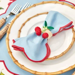 Blue With Red Scallop Napkins (Set Of 4)|Mrs. Alice Best