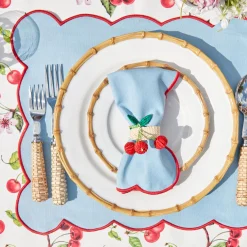 Blue With Red Scallop Placemat (Set Of 4)|Mrs. Alice New