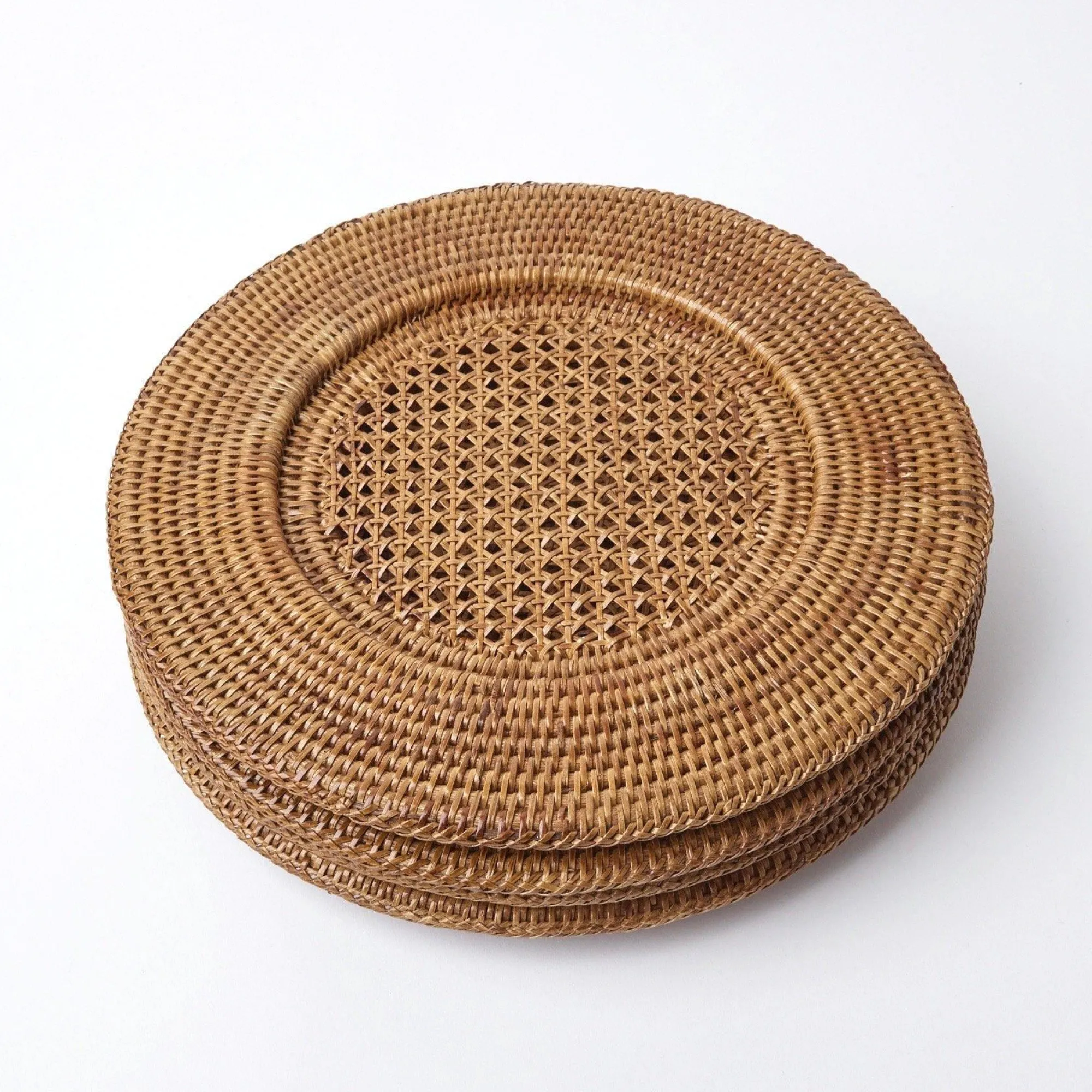 Brown Rattan Charger Plates (Set Of 4)|Mrs. Alice Discount