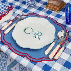 Camilla Blue & Red Linen Placemats (Set Of 4)|Mrs. Alice Best
