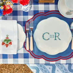 Camilla Blue & Red Linen Placemats (Set Of 4)|Mrs. Alice Best
