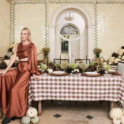 Chocolate Gingham Tablecloth|Mrs. Alice Online