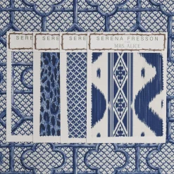 Cobalt Blue Bamboo Trellis Fabric|Mrs. Alice Online
