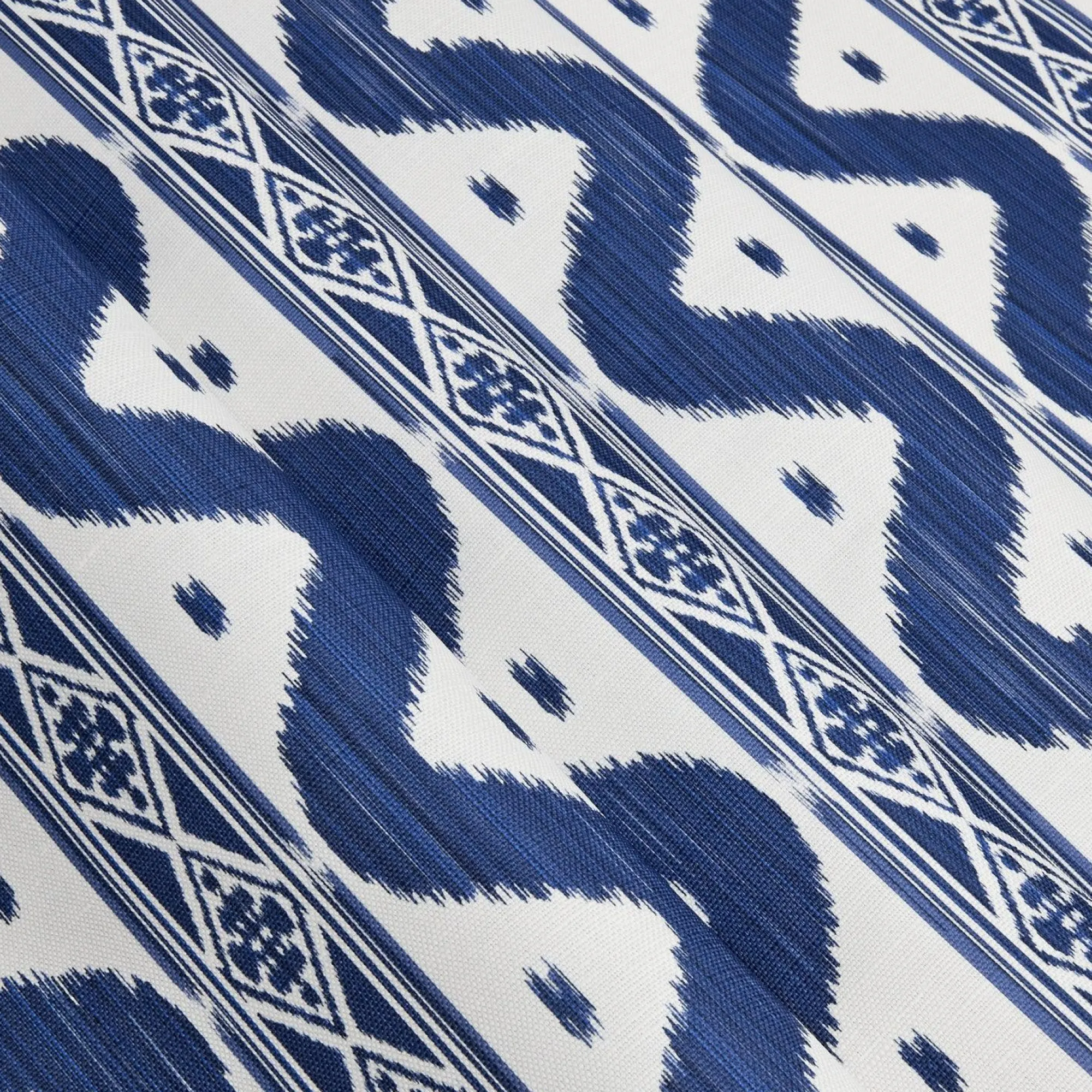 Cobalt Blue Ikat Stripe Fabric|Mrs. Alice Clearance