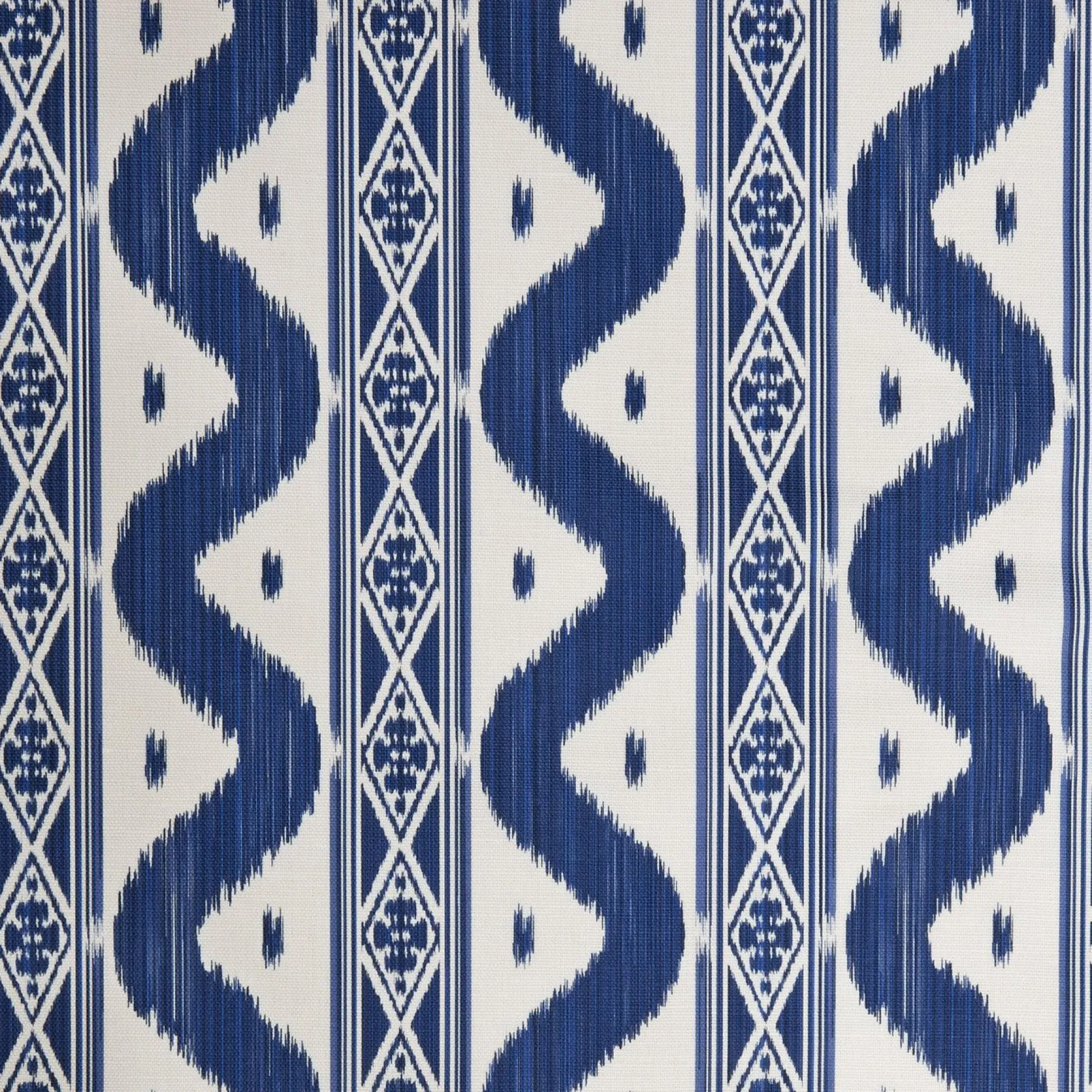 Cobalt Blue Ikat Stripe Fabric|Mrs. Alice Clearance
