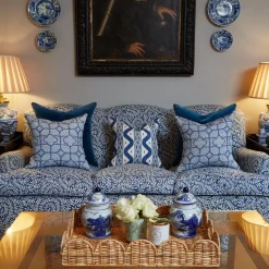 Cobalt Blue Ikat Stripe Fabric|Mrs. Alice Clearance