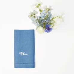 Compliment Blue Linen Napkins (Set Of 8)|Mrs. Alice Hot