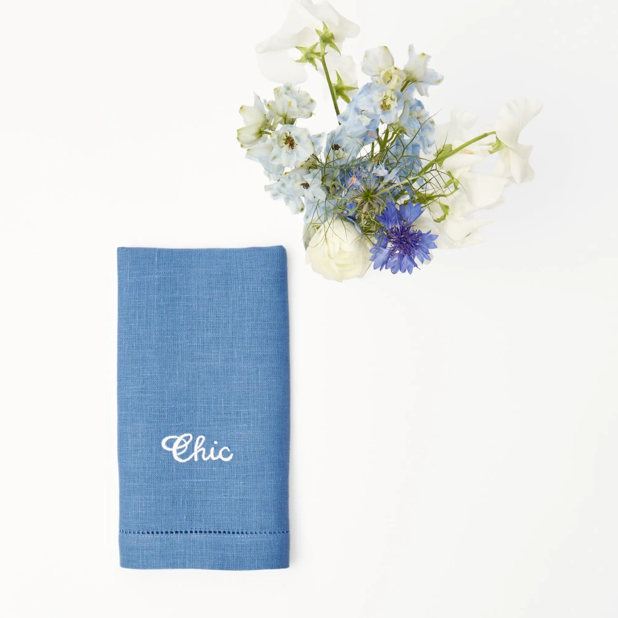Compliment Blue Linen Napkins (Set Of 8)|Mrs. Alice Hot
