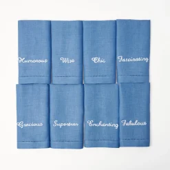 Compliment Blue Linen Napkins (Set Of 8)|Mrs. Alice Hot