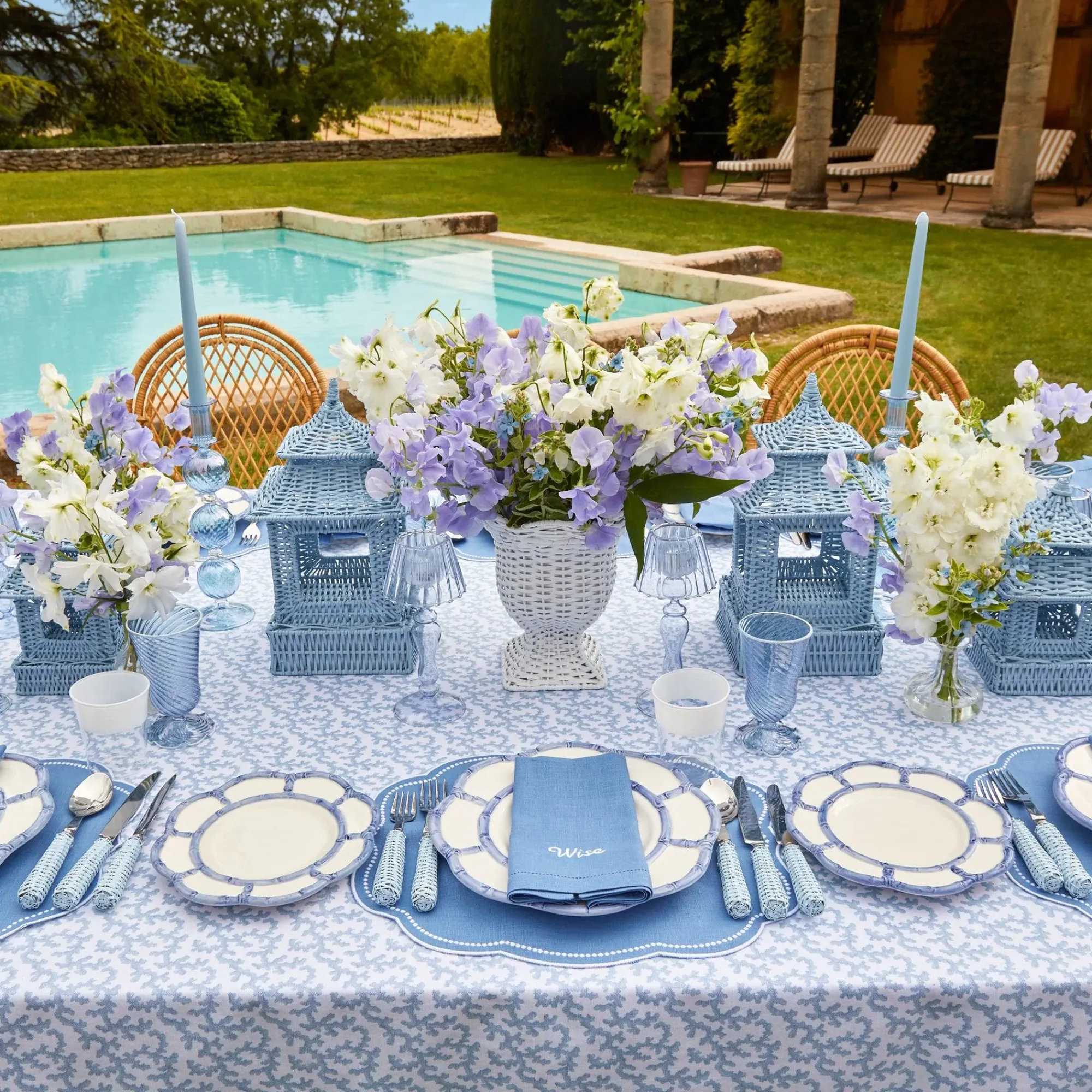 Compliment Blue Linen Napkins (Set Of 8)|Mrs. Alice Hot