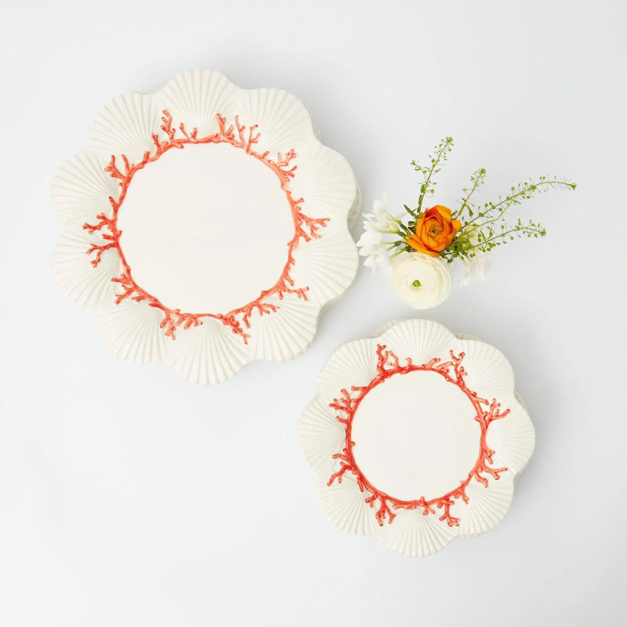 Coral Dinner & Starter Plates (Set Of 8)|Mrs. Alice Online