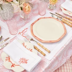 Coral Linen Placemats & Napkins (Set Of 4)|Mrs. Alice Clearance