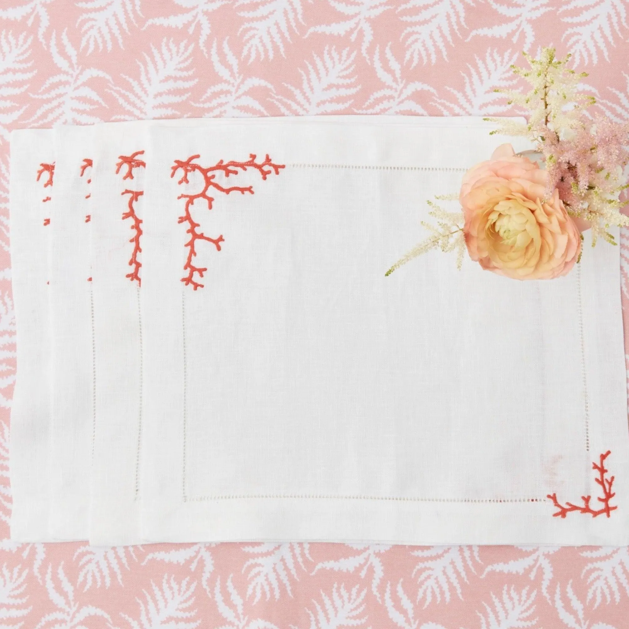 Coral Linen Placemats (Set Of 4)|Mrs. Alice