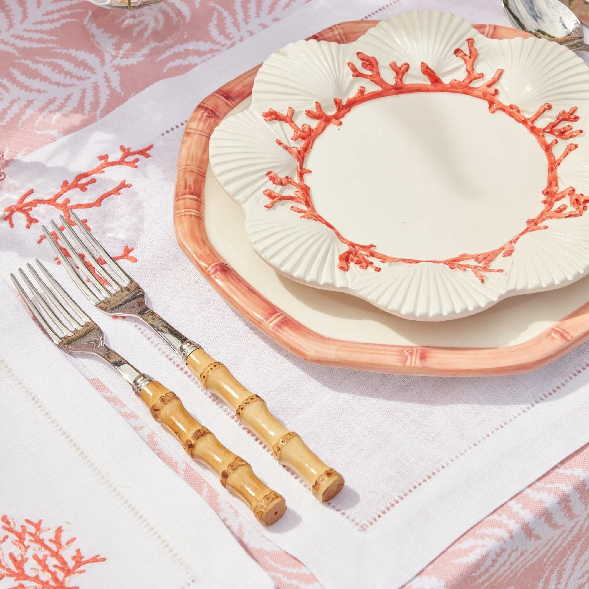 Coral Linen Placemats (Set Of 4)|Mrs. Alice