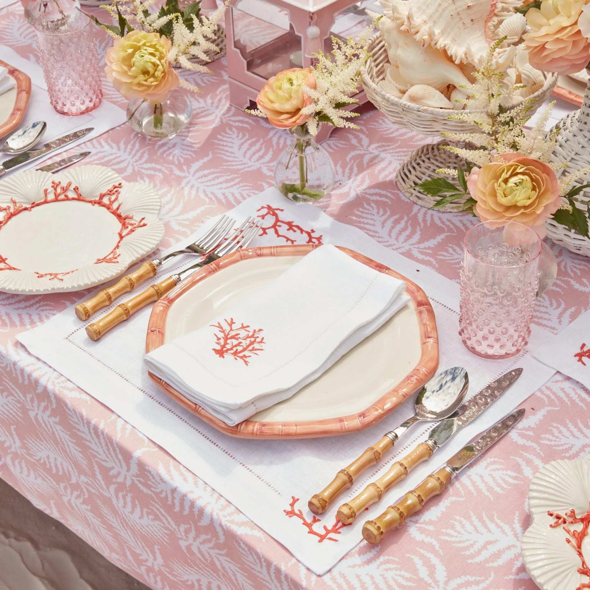 Coral Linen Placemats (Set Of 4)|Mrs. Alice