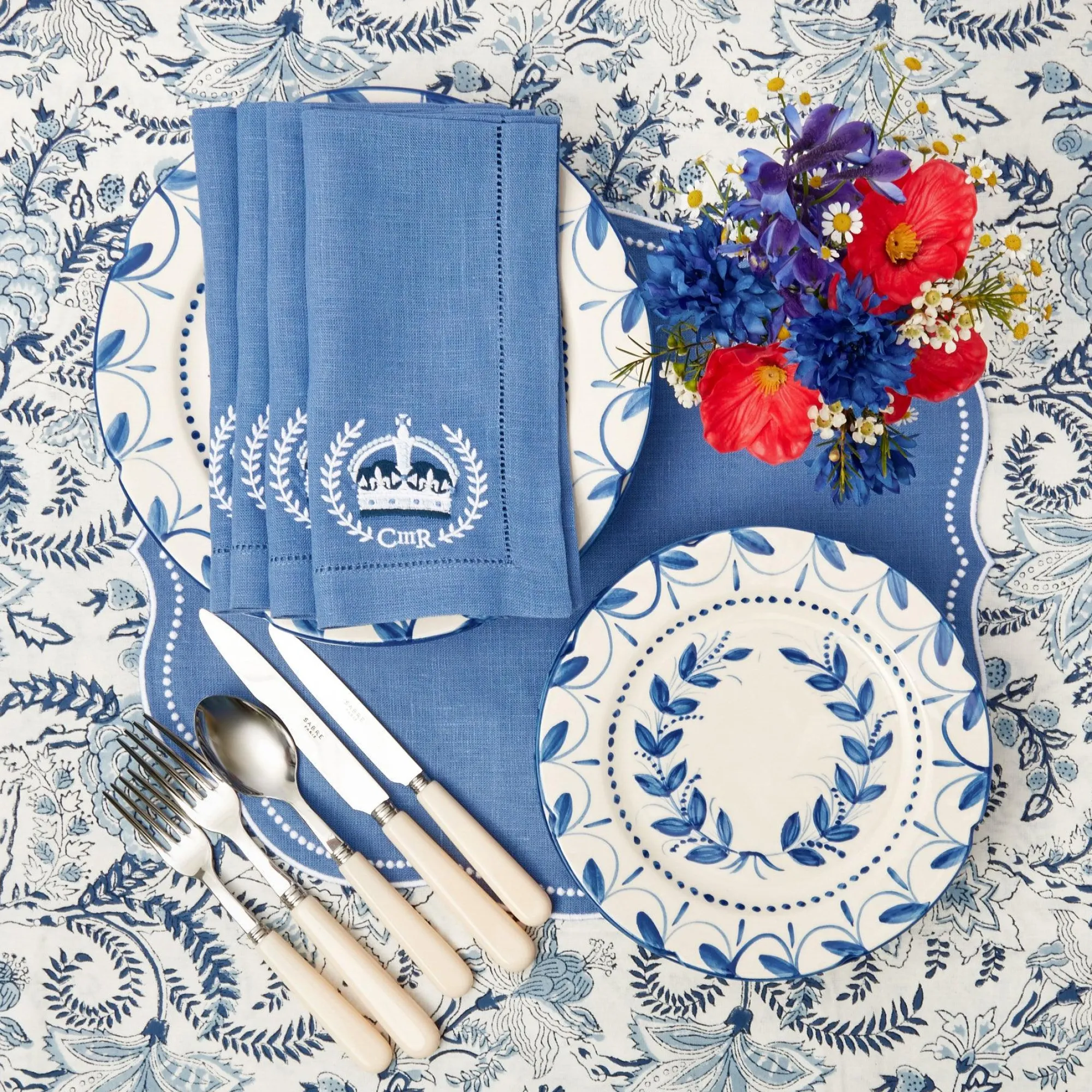 Coronation Blue Linen Napkins (Set Of 4)|Mrs. Alice Outlet