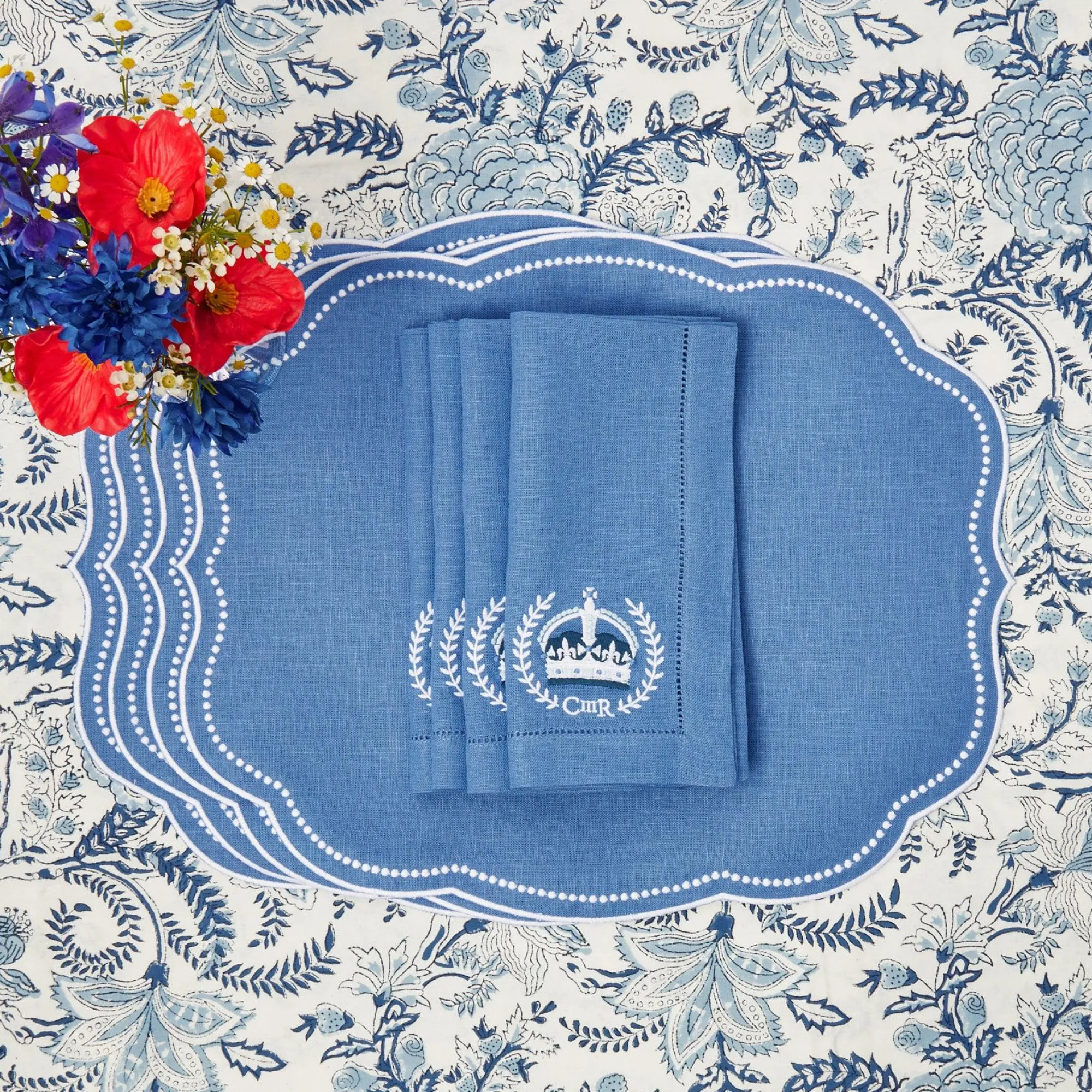 Coronation Blue Linen Napkins (Set Of 4)|Mrs. Alice Outlet