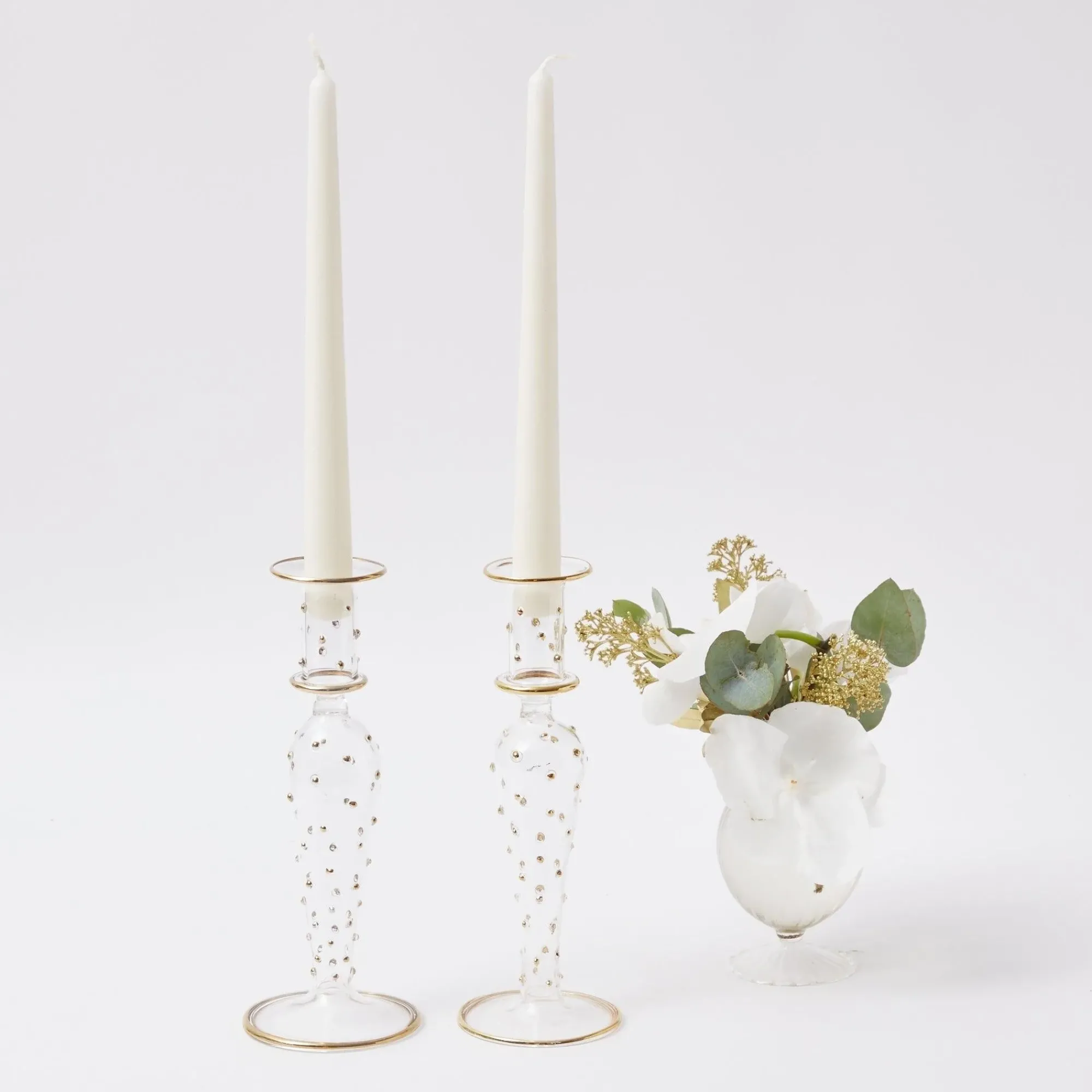 Dotty Gold Candle Holder (Pair)|Mrs. Alice Outlet