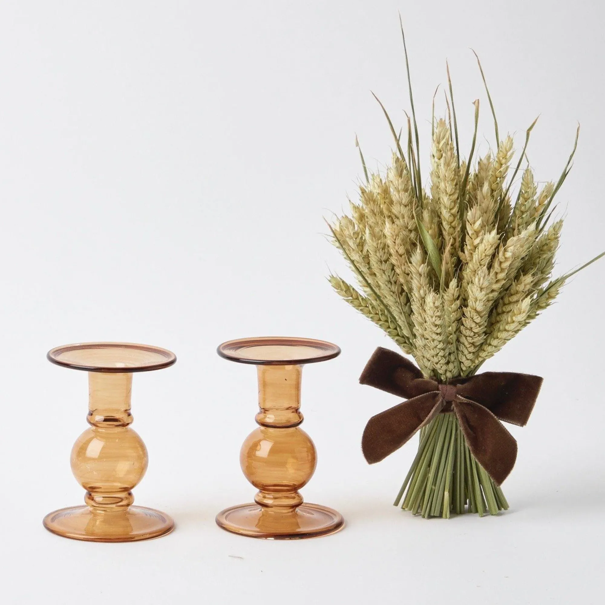 Elise Small Amber Candle Holder (Pair)|Mrs. Alice Sale