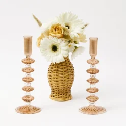 Elodie Chestnut Candle Holder (Pair)|Mrs. Alice Clearance