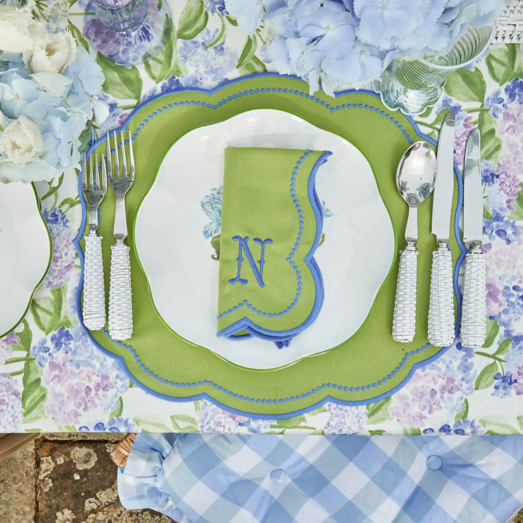 Eloise Green And Blue Napkins (Set Of 4)|Mrs. Alice Clearance