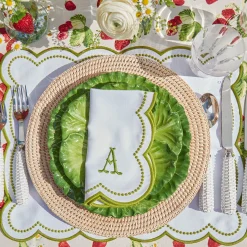 Elsa White & Green Napkins (Set Of 4)|Mrs. Alice Discount