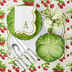 Elsa White & Green Napkins (Set Of 4)|Mrs. Alice Discount