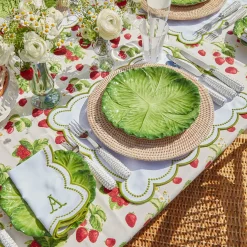 Elsa White & Green Napkins (Set Of 4)|Mrs. Alice Discount