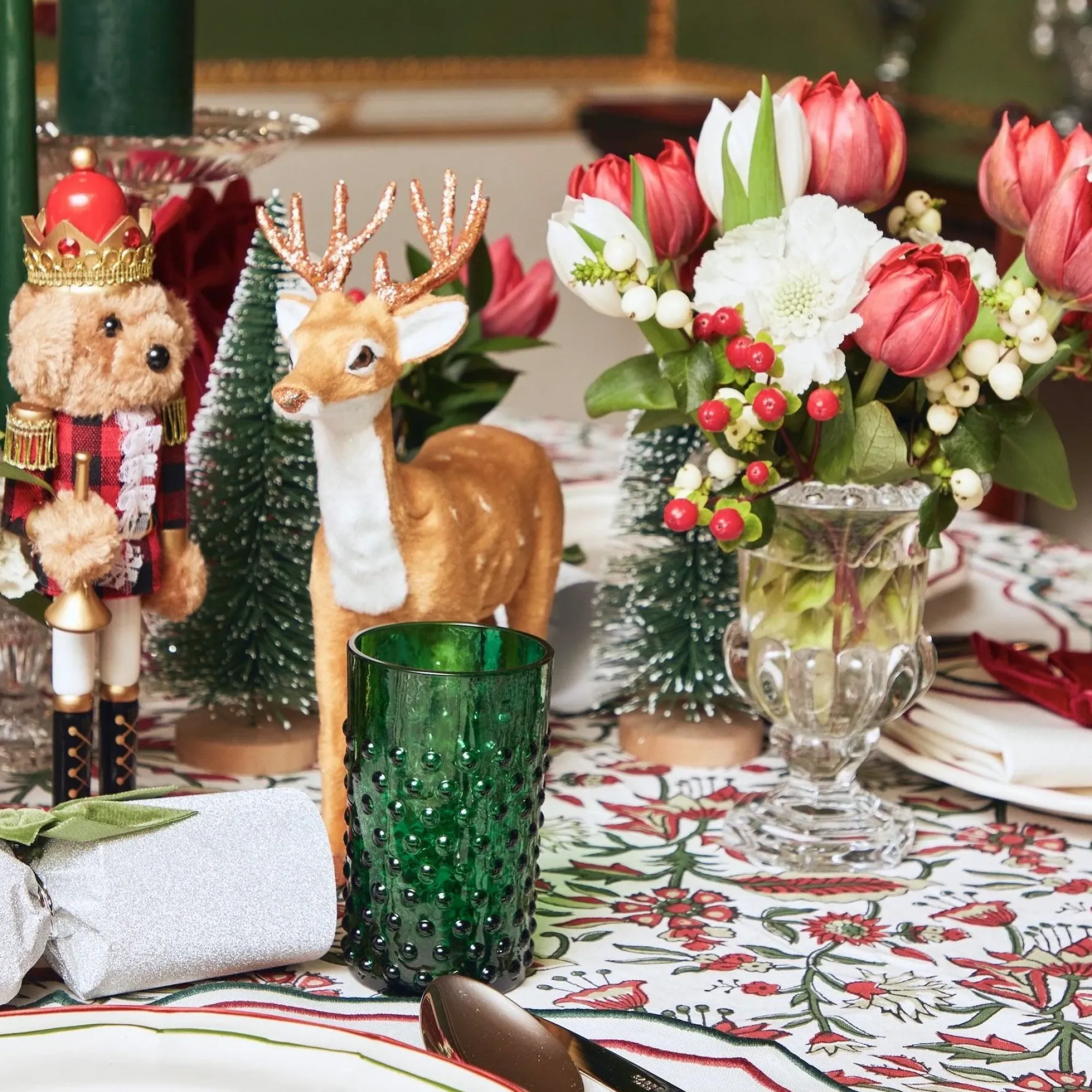 Emerald Green Hobnail Glasses & Jug Set|Mrs. Alice Hot