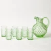 Emerald Hobnail Glasses & Jug Set|Mrs. Alice Clearance