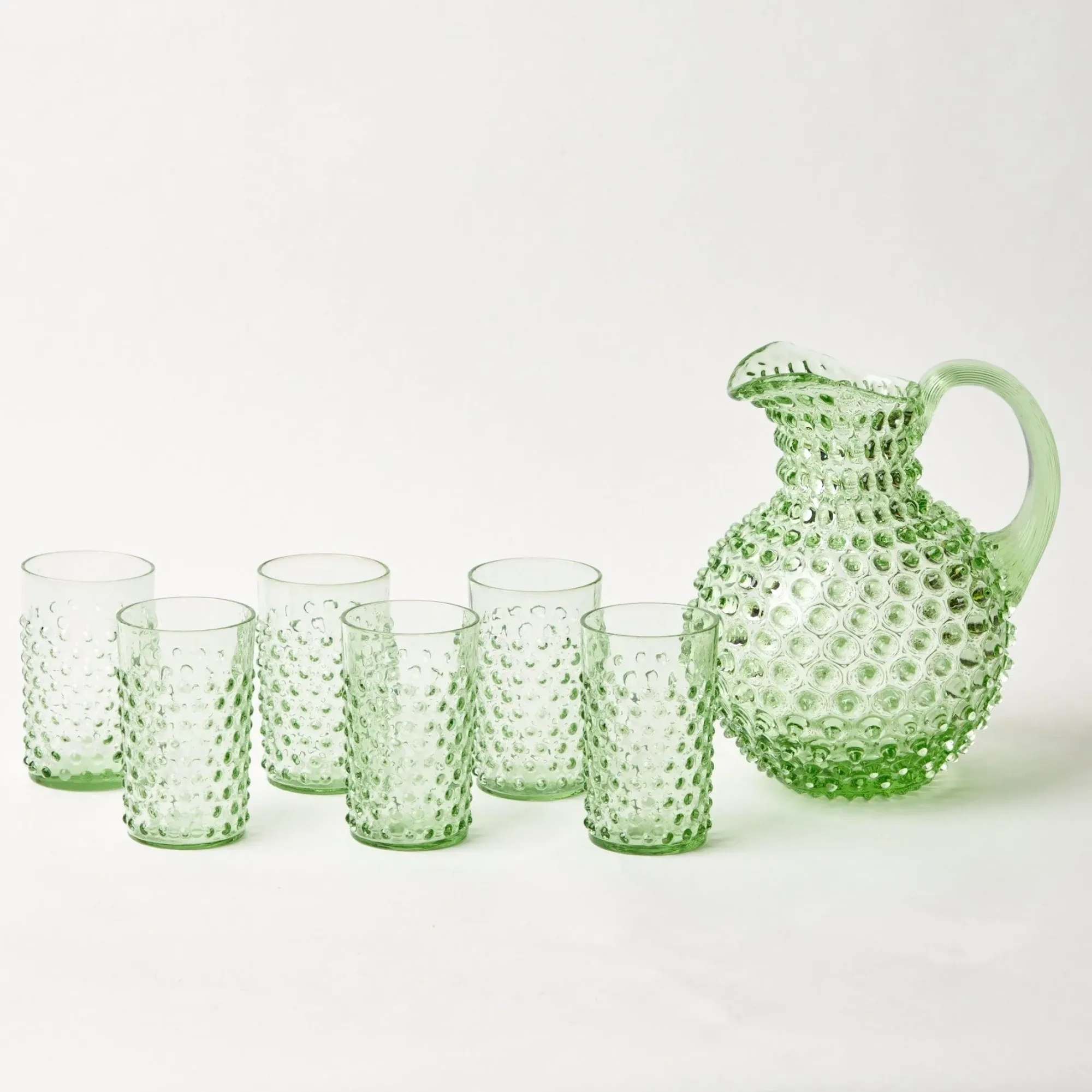 Emerald Hobnail Glasses & Jug Set|Mrs. Alice Sale