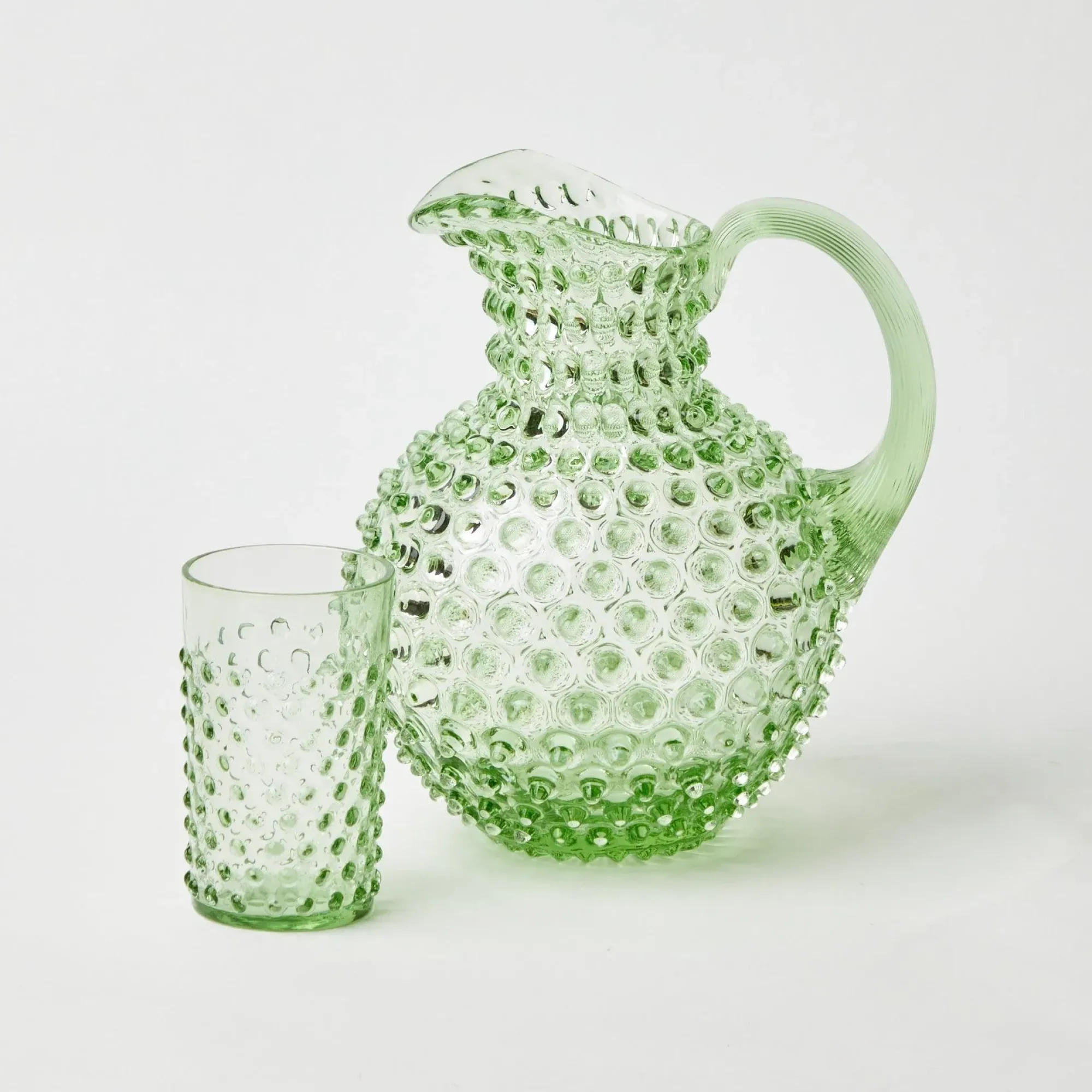 Emerald Hobnail Glasses & Jug Set|Mrs. Alice Sale