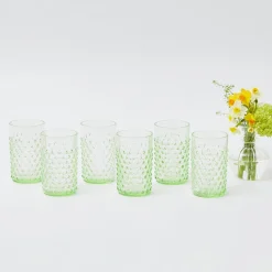 Emerald Hobnail Glasses (Set Of 6)|Mrs. Alice Discount