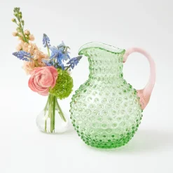 Emerald Hobnail Jug With Rose Handle & Glasses (Set Of 6)|Mrs. Alice Best