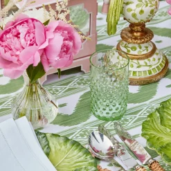 Emerald Hobnail Jug With Rose Handle & Glasses (Set Of 6)|Mrs. Alice Clearance