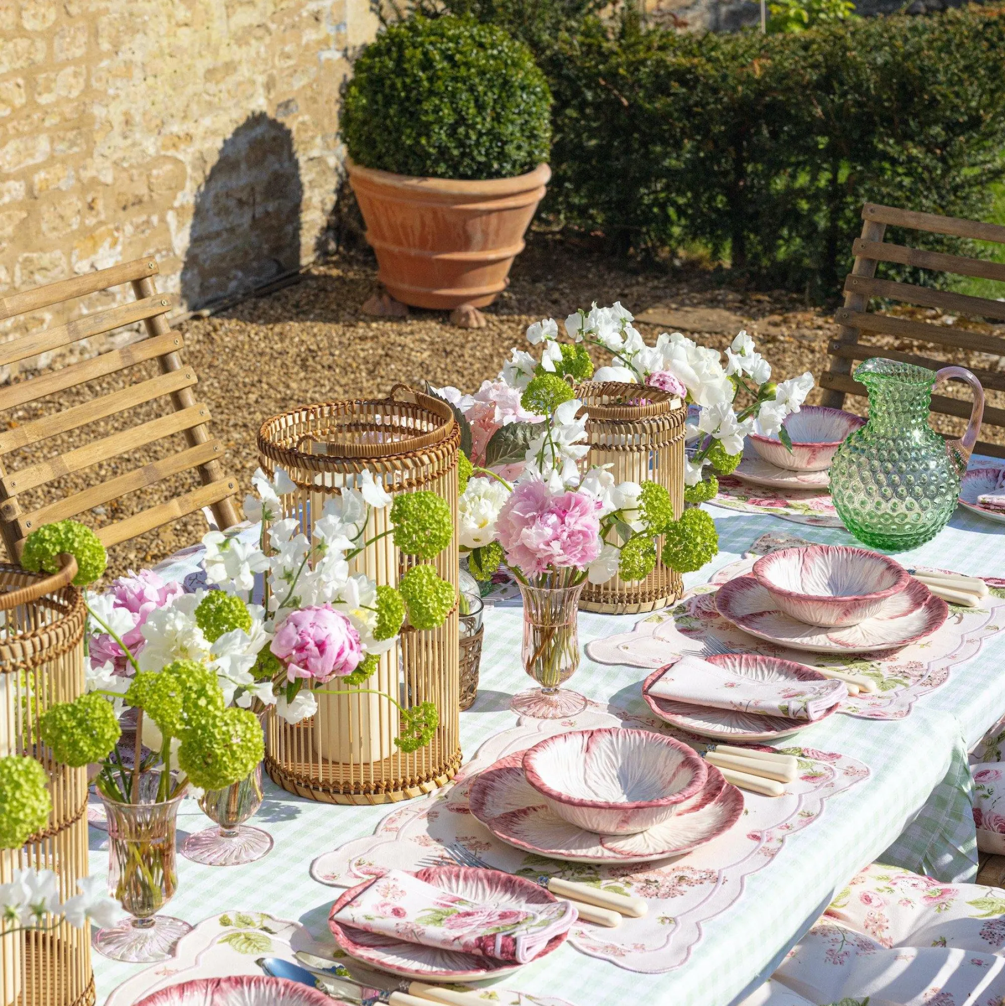 Emerald Hobnail Jug With Rose Handle & Glasses (Set Of 6)|Mrs. Alice Sale