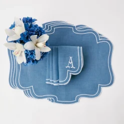 Eve Blue Linen Napkins (Set Of 4)|Mrs. Alice Best