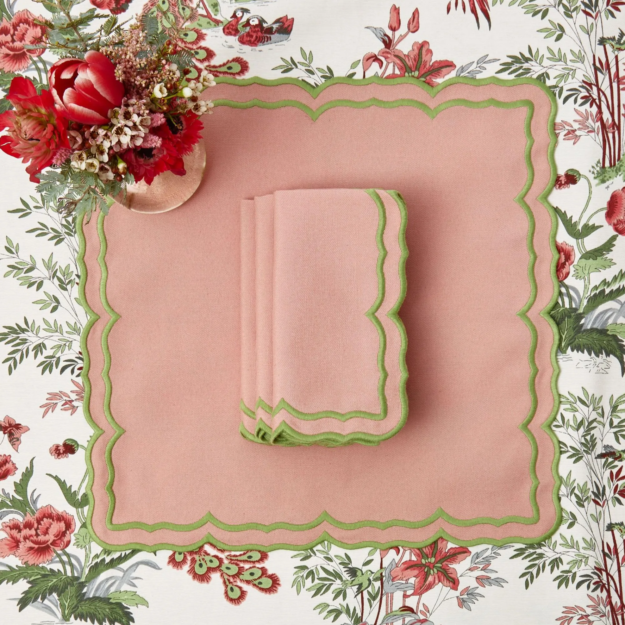 Fleur Pink Napkins (Set Of 4)|Mrs. Alice Outlet