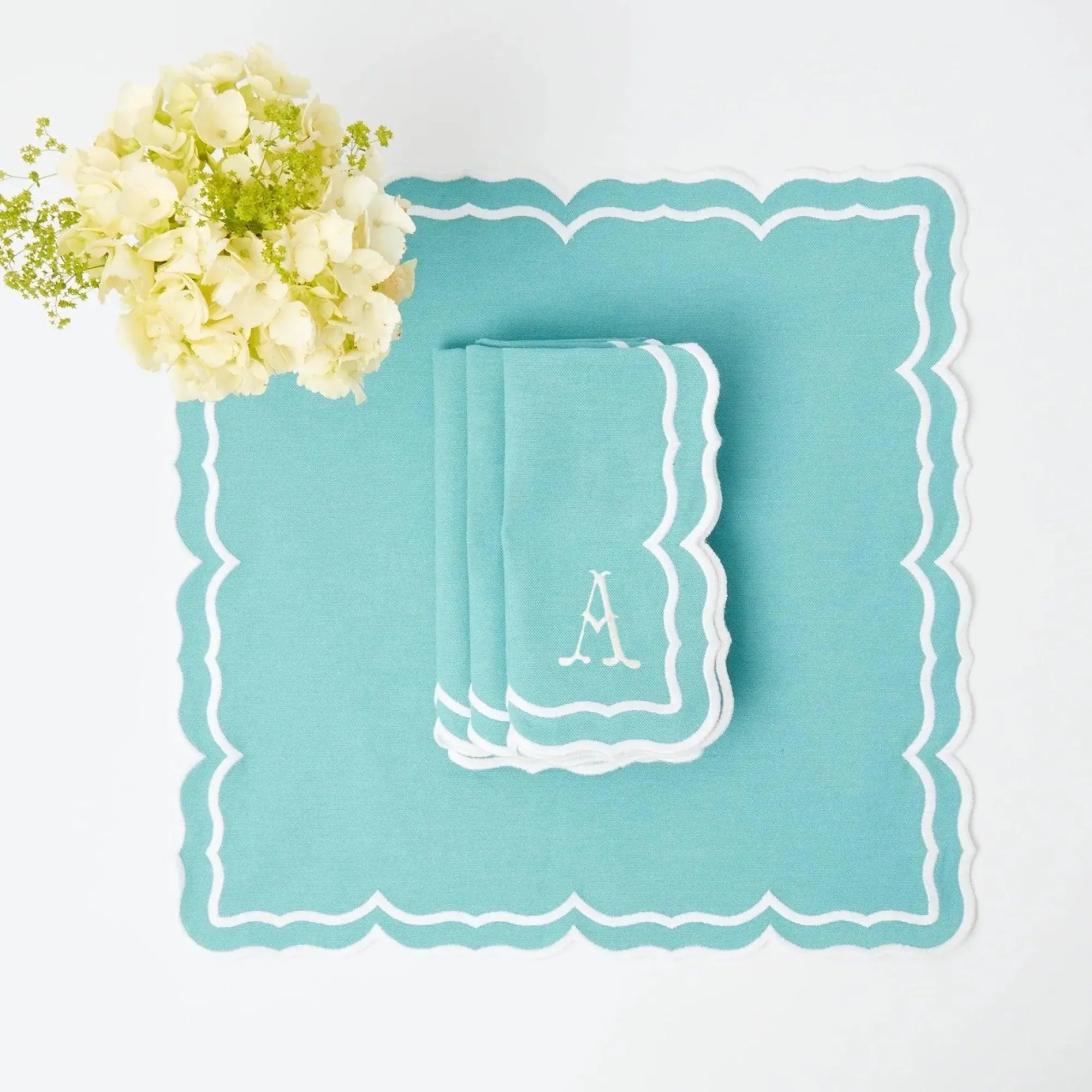 Fleur Turquoise Napkins (Set Of 4)|Mrs. Alice Discount