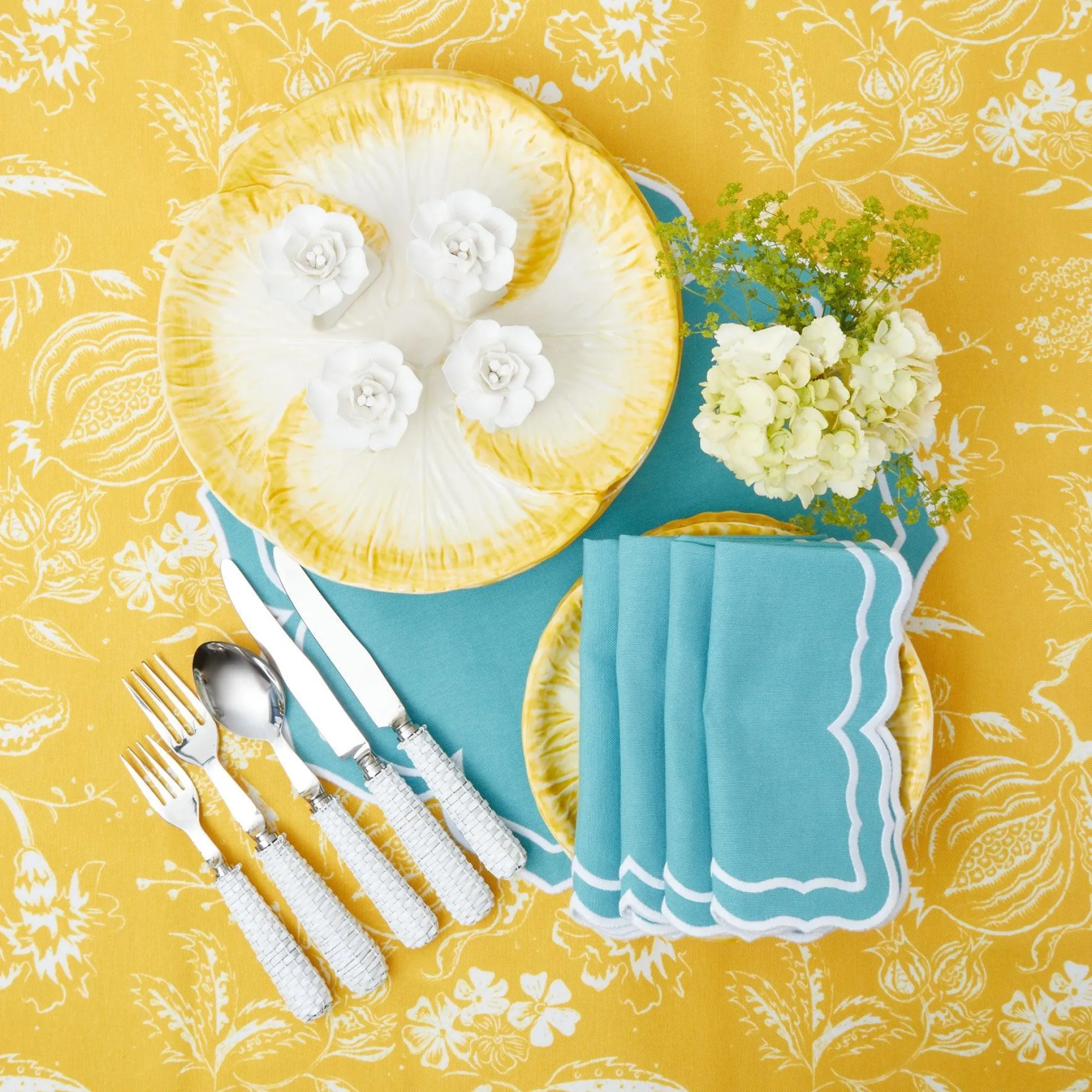 Fleur Turquoise Napkins (Set Of 4)|Mrs. Alice Discount