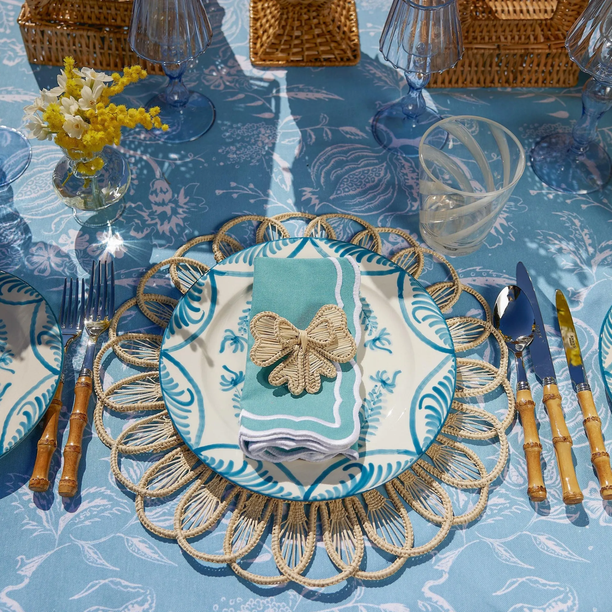 Fleur Turquoise Napkins (Set Of 4)|Mrs. Alice Discount