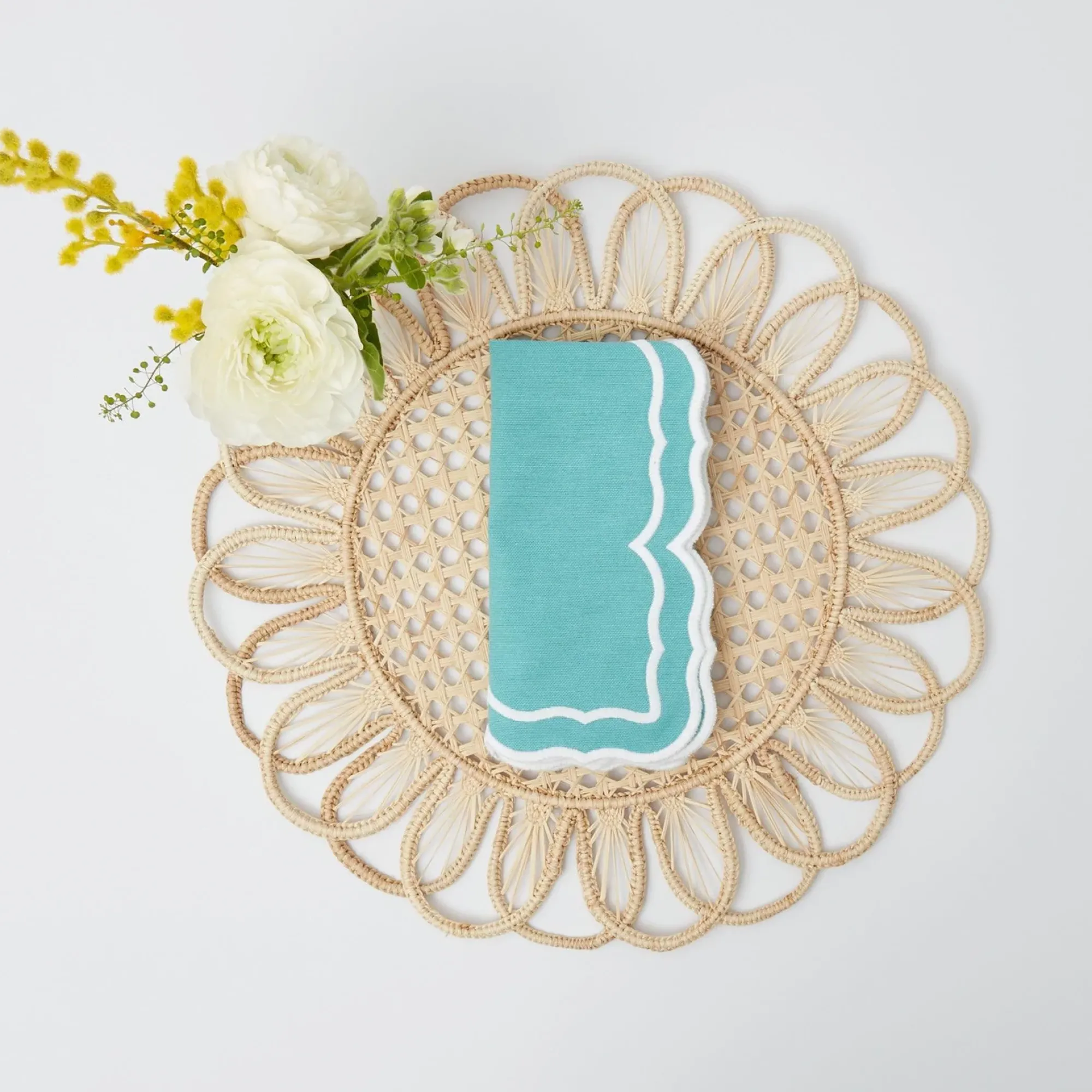 Fleur Turquoise Napkins (Set Of 4)|Mrs. Alice Discount