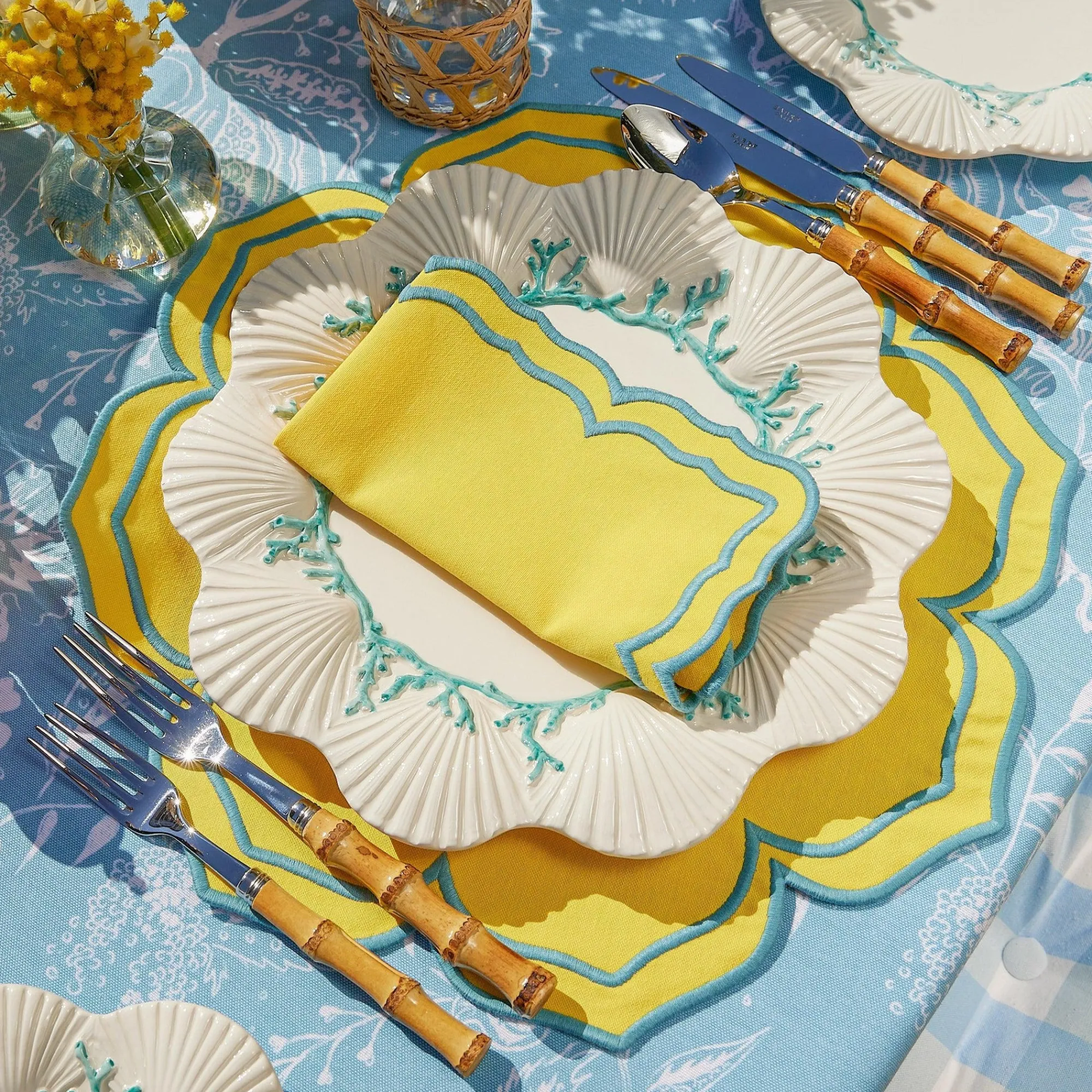 Fleur Yellow Napkins (Set Of 4)|Mrs. Alice Discount