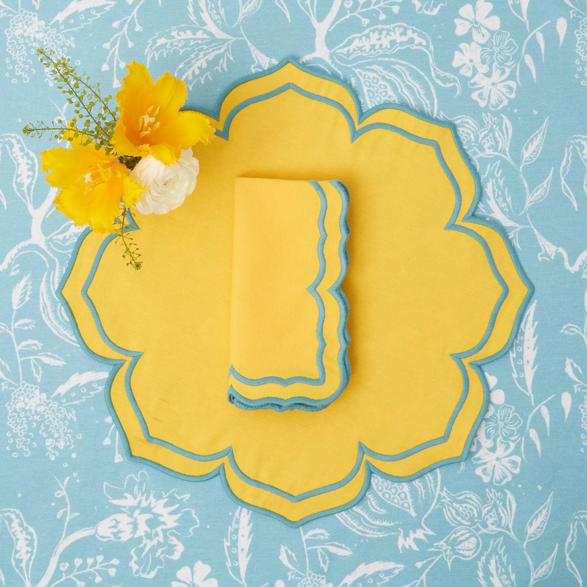 Fleur Yellow Napkins (Set Of 4)|Mrs. Alice Discount