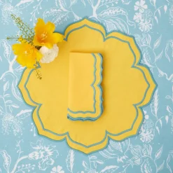 Fleur Yellow Placemats & Napkins (Set Of 4)|Mrs. Alice New