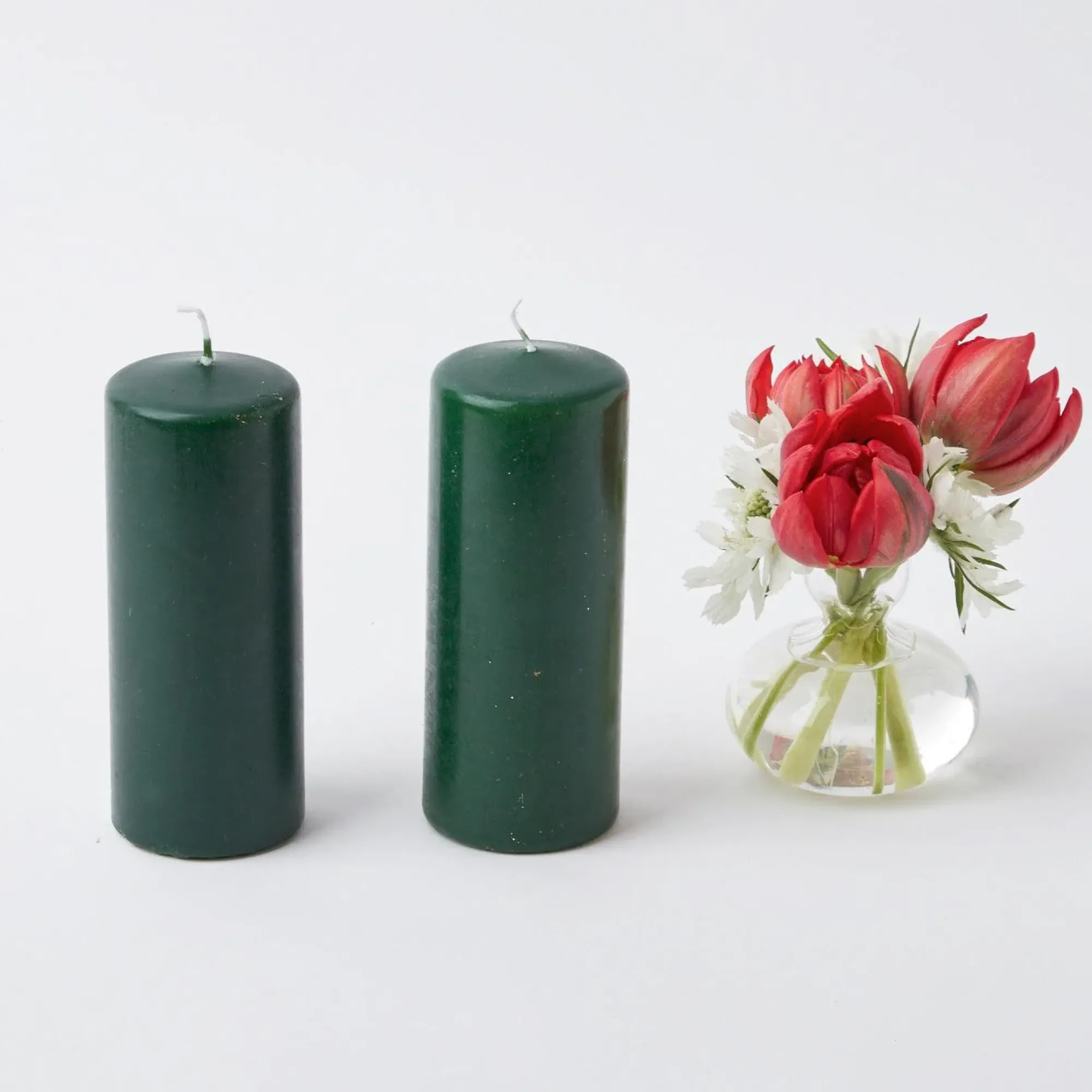 Forest Green Pillar Candles (Pair)|Mrs. Alice Online