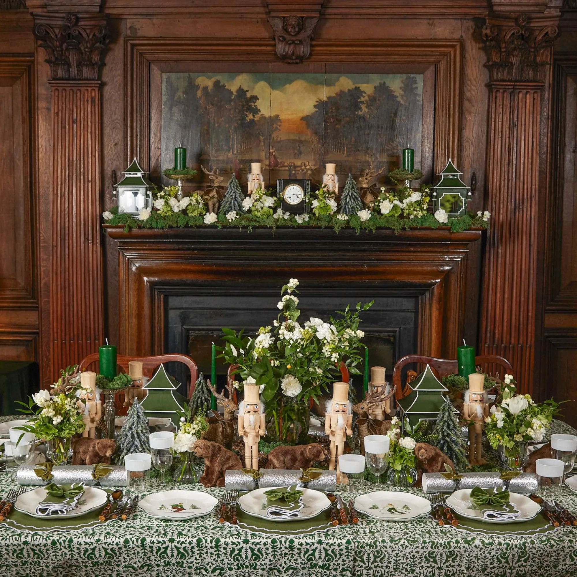 Forest Green Pillar Candles (Pair)|Mrs. Alice Online